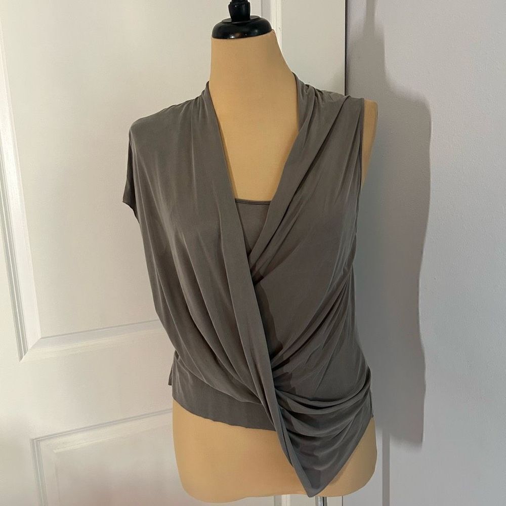 Zara Gray Flowy Raw Edge Blouse